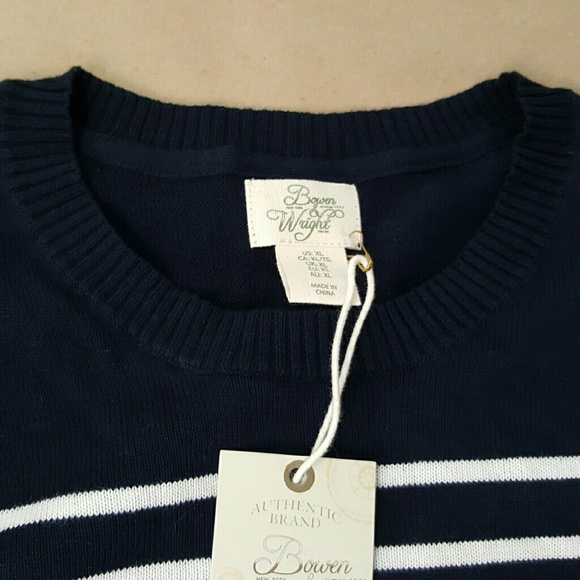 Navy Blue white stripe Bowen & Wright Sweater - Picture 3 of 4